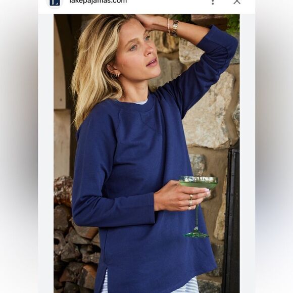 LAKE 100% Cotton Side Slit Lounge Sweater - Picture 10 of 10